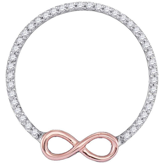 10k Two-tone Gold Round Diamond Circle Infinity Pendant 1/5 Cttw