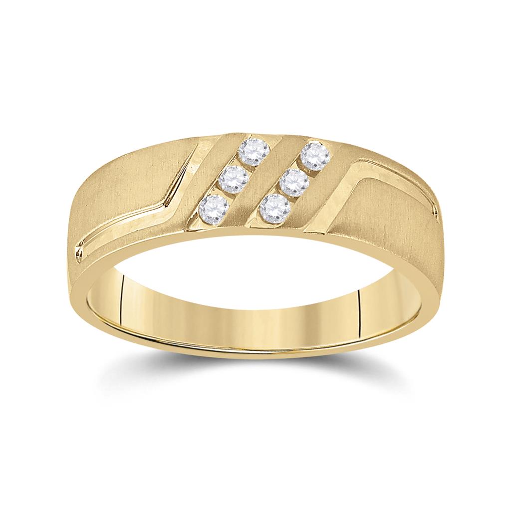 14k Yellow Gold Round Diamond Wedding Band Ring 1/6 Cttw