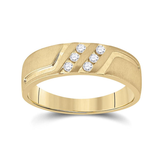 14k Yellow Gold Round Diamond Wedding Band Ring 1/6 Cttw