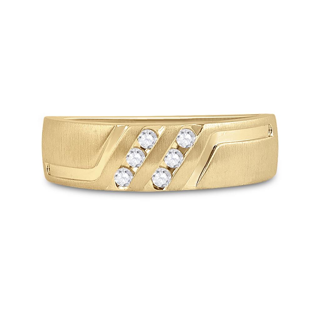 14k Yellow Gold Round Diamond Wedding Band Ring 1/6 Cttw