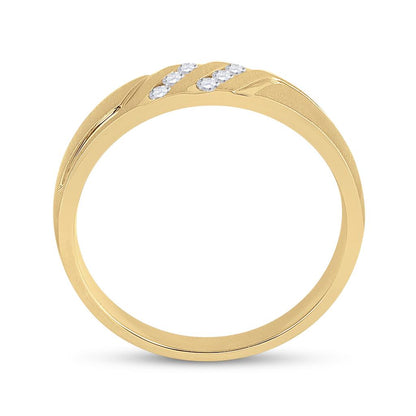 14k Yellow Gold Round Diamond Wedding Band Ring 1/6 Cttw
