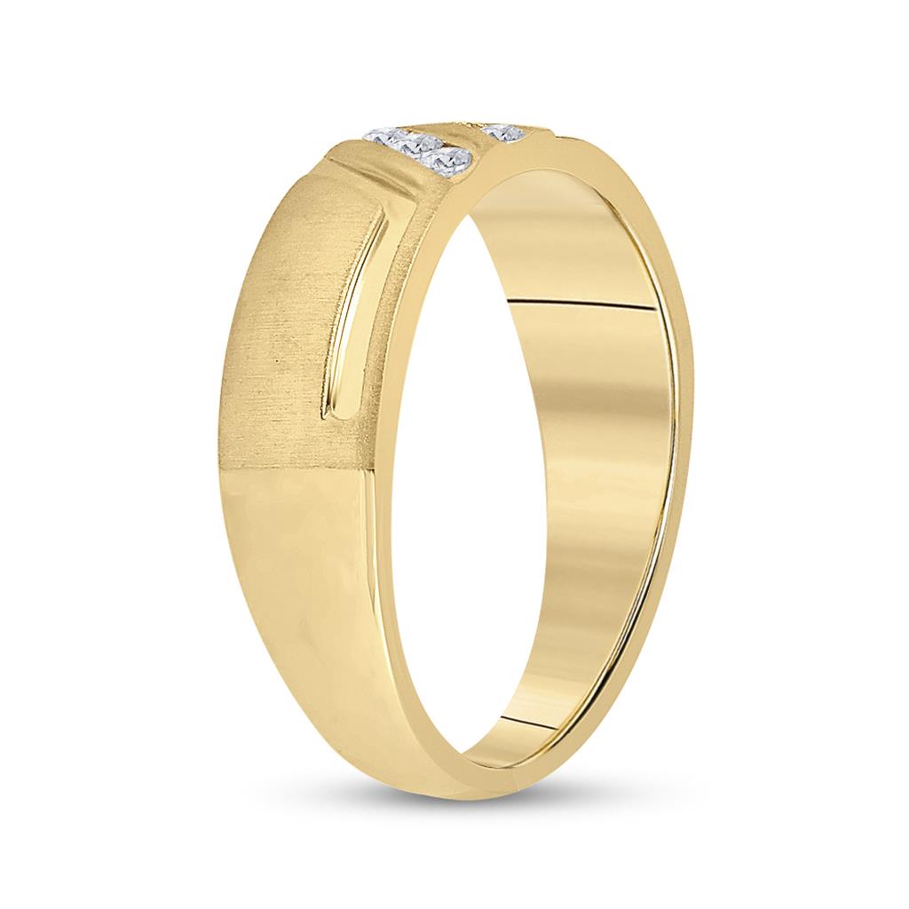 14k Yellow Gold Round Diamond Wedding Band Ring 1/6 Cttw