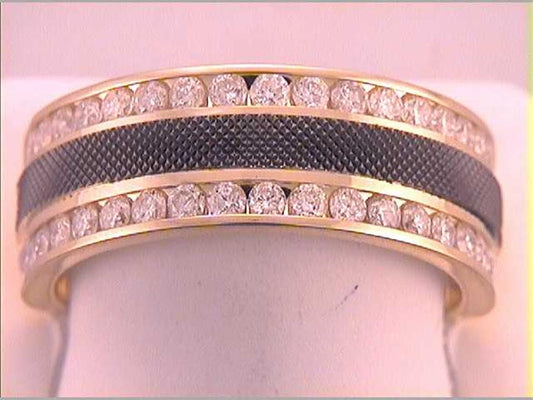 14k Yellow Gold Round Diamond Wedding Band 1 Cttw