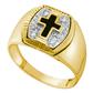 10k Yellow Gold Round Diamond Cross Band Ring