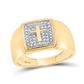 10k Yellow Gold Round Diamond Cross Band Ring .02 Cttw