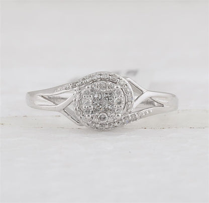 14k White Gold Princess Diamond Bridal Engagement Ring 1/5 Cttw