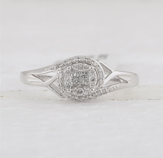 14k White Gold Princess Diamond Bridal Engagement Ring 1/5 Cttw