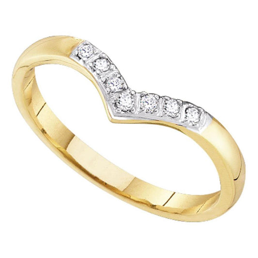 14k Yellow Gold Round Diamond Chevron Band Ring 1/20 Cttw