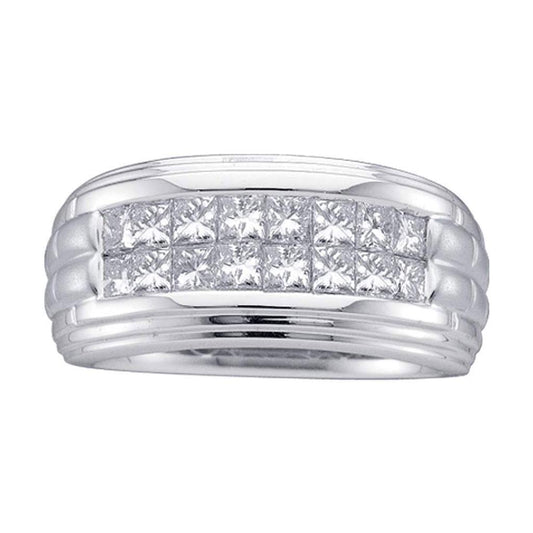 14k White Gold Princess Diamond Wedding Band Ring 1/2 Cttw