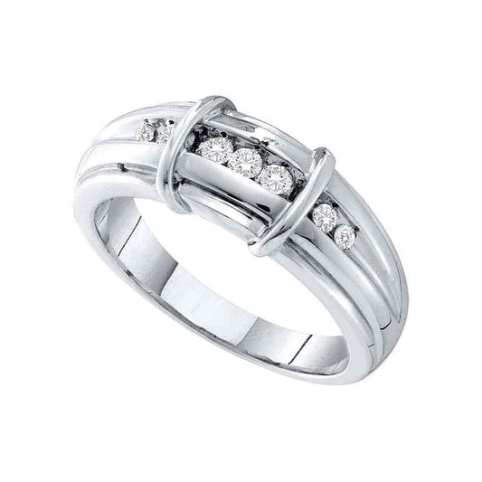 1/5 Ct. Men's Diamond Wedding Band Ring in 14K White Gold