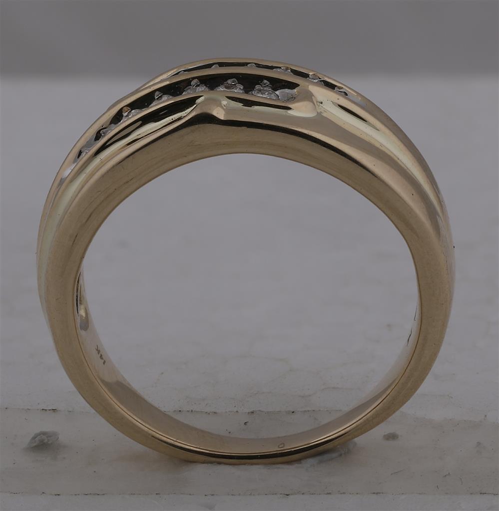 14k Yellow Gold Round Diamond Double Row Band 1/3 Cttw