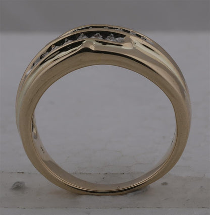 14k Yellow Gold Round Diamond Double Row Band 1/3 Cttw