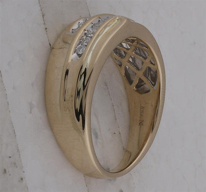 14k Yellow Gold Round Diamond Double Row Band 1/3 Cttw