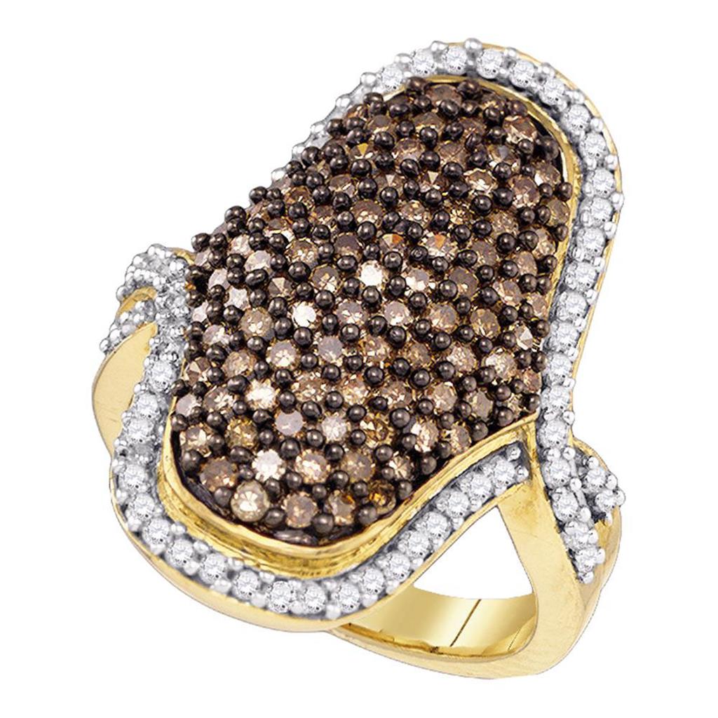 10k Yellow Gold Round Brown Diamond Wide Fashion Ring 1-1/2 Cttw