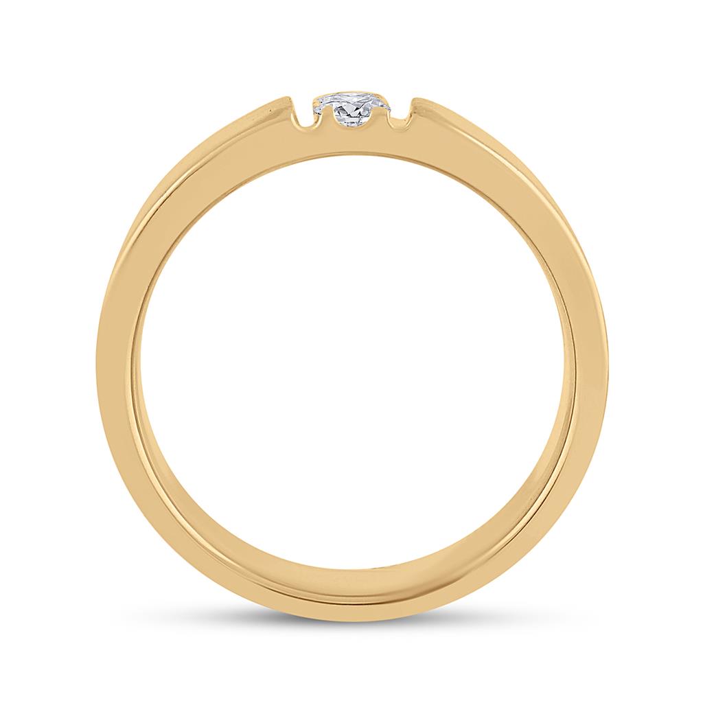 14k Yellow Gold Round Diamond 3-stone Matte Wedding Band 1/2 Cttw