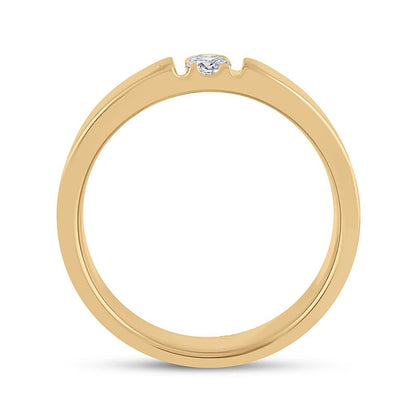 14k Yellow Gold Round Diamond 3-stone Matte Wedding Band 1/2 Cttw