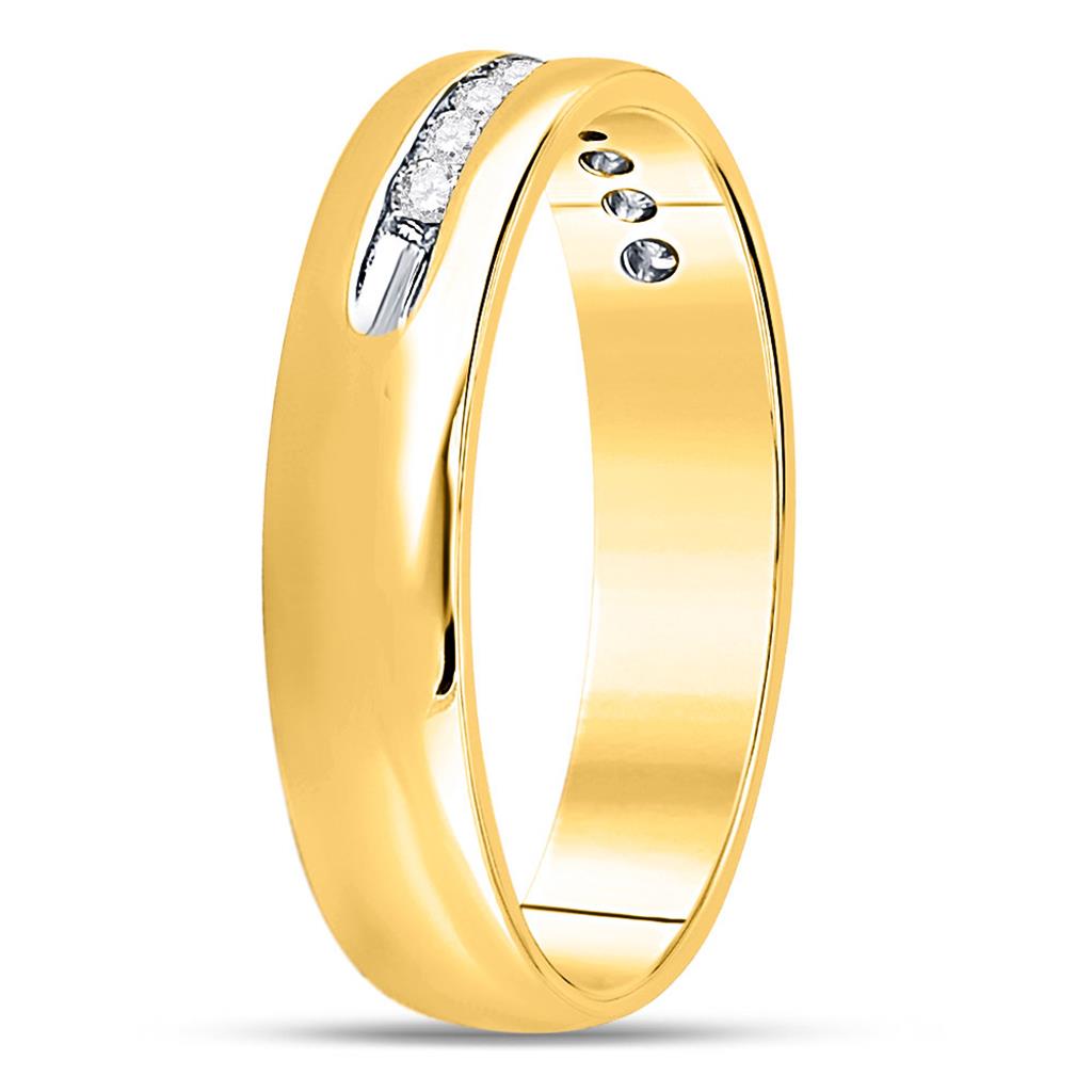 14k Yellow Gold Round Diamond Single-row Channel-set Wedding Band Ring 1/4 Cttw