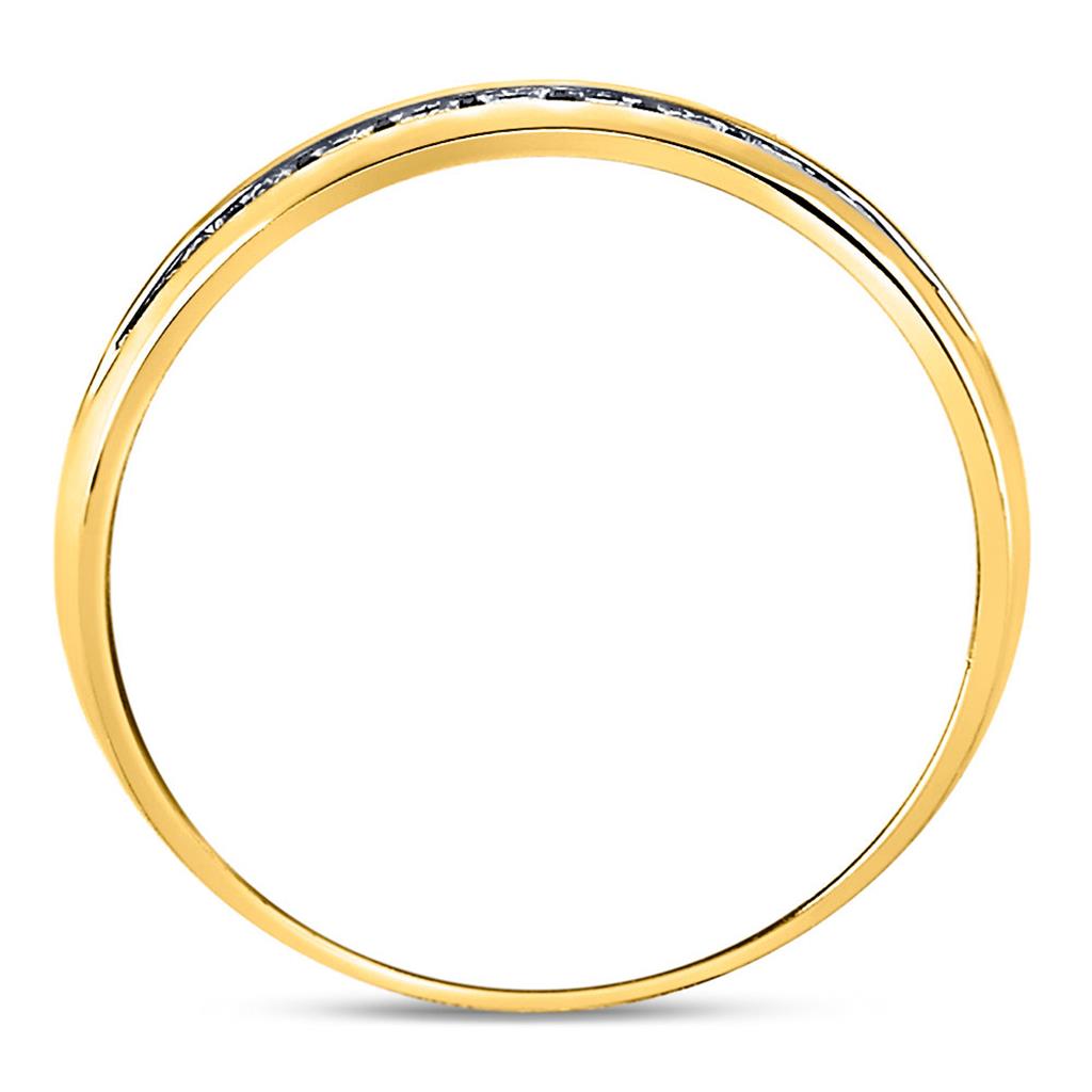 14k Yellow Gold Round Diamond Single-row Channel-set Wedding Band Ring 1/4 Cttw