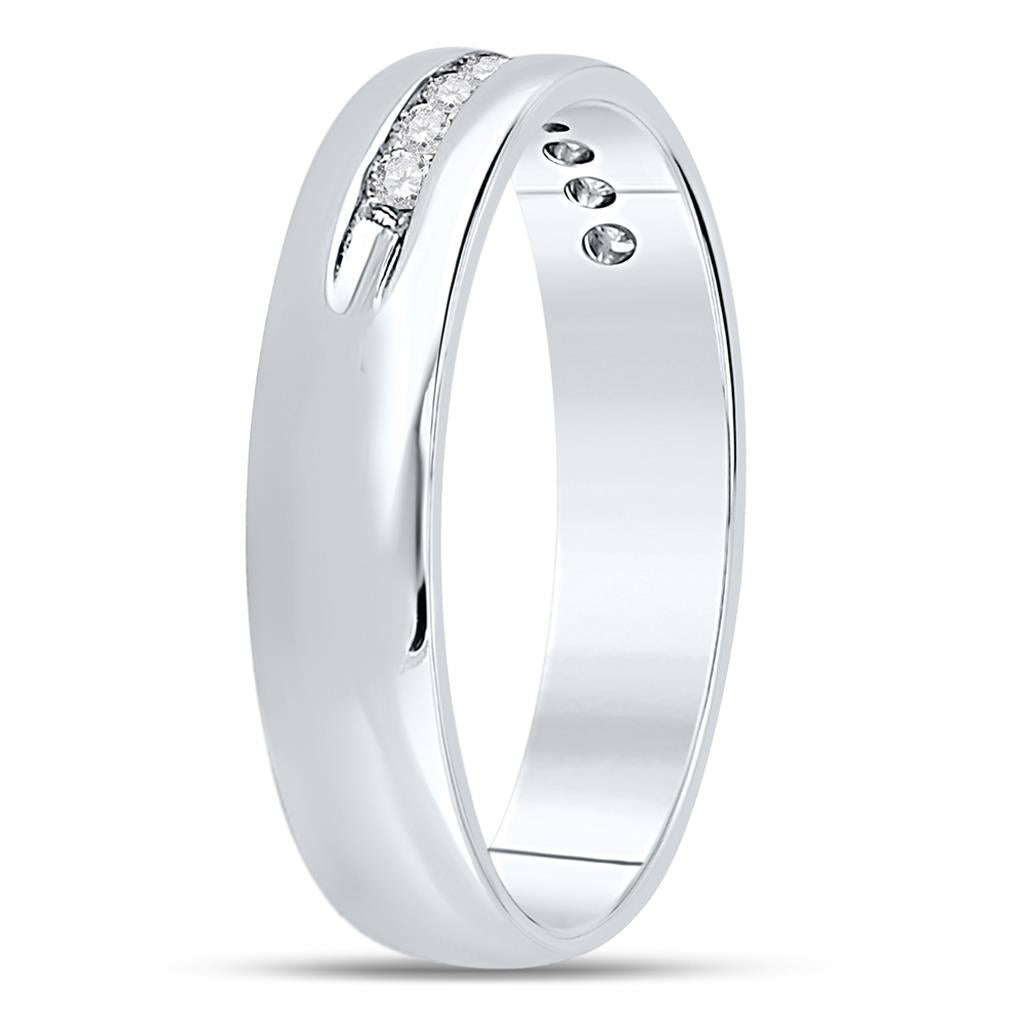 14k White Gold Round Machine Set Diamond Wedding Channel Band Ring 1/4 Cttw
