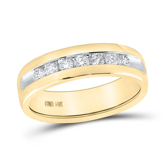 14k Yellow Gold Round Diamond Wedding Single Row Band Ring 1/2 Cttw