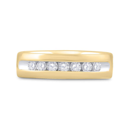 14k Yellow Gold Round Diamond Wedding Single Row Band Ring 1/2 Cttw