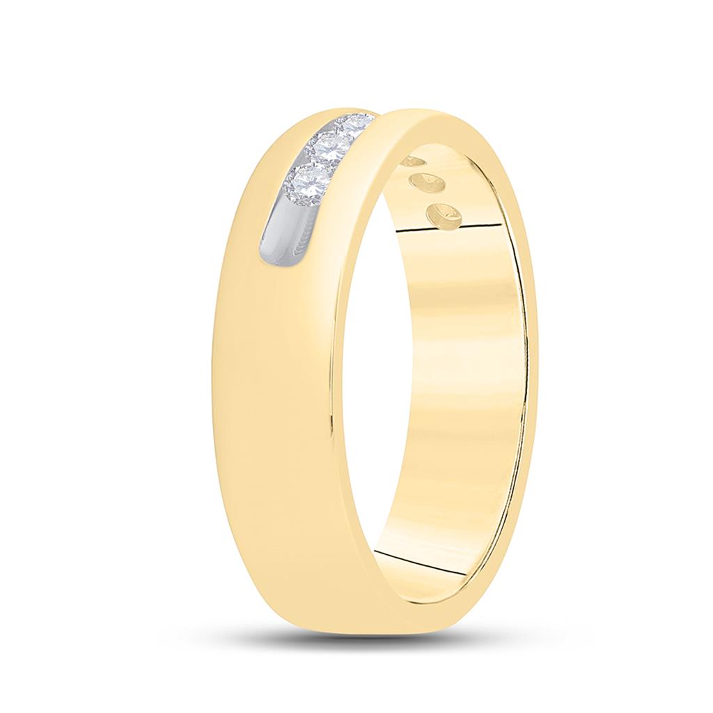 14k Yellow Gold Round Diamond Wedding Single Row Band Ring 1/2 Cttw