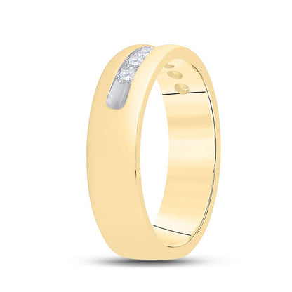 14k Yellow Gold Round Diamond Wedding Single Row Band Ring 1/2 Cttw