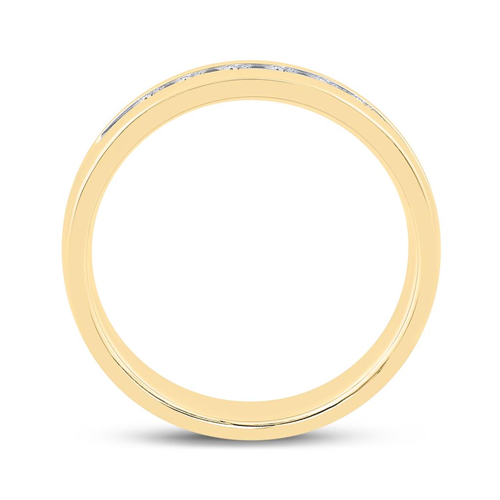 14k Yellow Gold Round Diamond Wedding Single Row Band Ring 1/2 Cttw