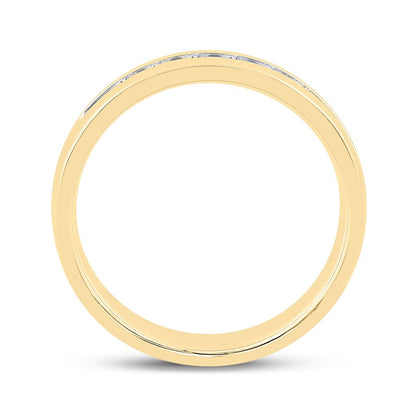 14k Yellow Gold Round Diamond Wedding Single Row Band Ring 1/2 Cttw