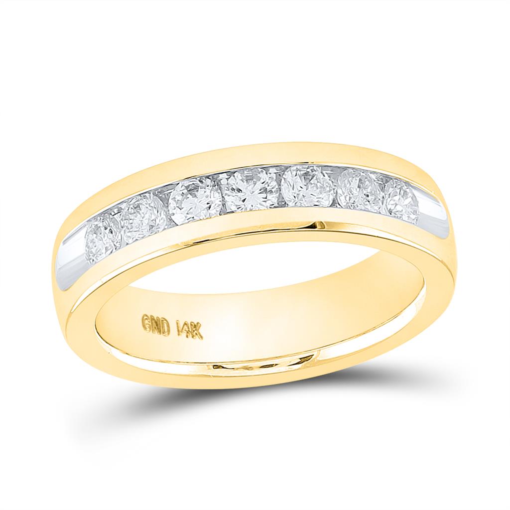 14k Yellow Gold Round Diamond Wedding Anniversary Band 1 Cttw