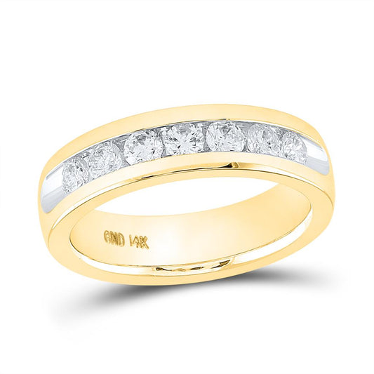 14k Yellow Gold Round Diamond Wedding Anniversary Band 1 Cttw