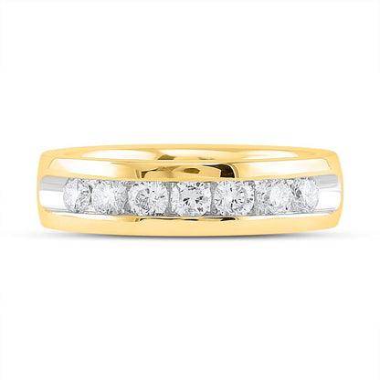 14k Yellow Gold Round Diamond Wedding Anniversary Band 1 Cttw