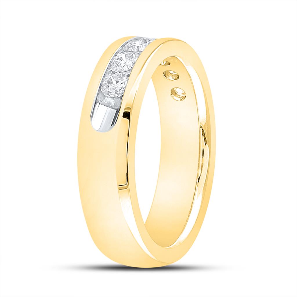14k Yellow Gold Round Diamond Wedding Anniversary Band 1 Cttw