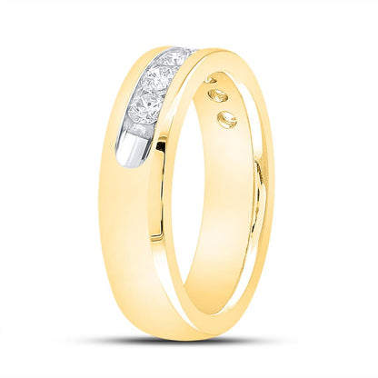 14k Yellow Gold Round Diamond Wedding Anniversary Band 1 Cttw