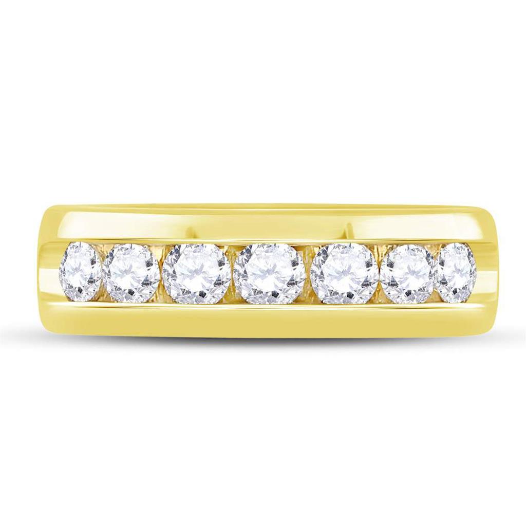 14k Yellow Gold Machine Set Round Diamond Wedding Channel Band Ring 1-1/2 Cttw