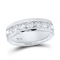 14k White Gold Machine Set Round Diamond Wedding Channel Band Ring 1-1/2 Cttw
