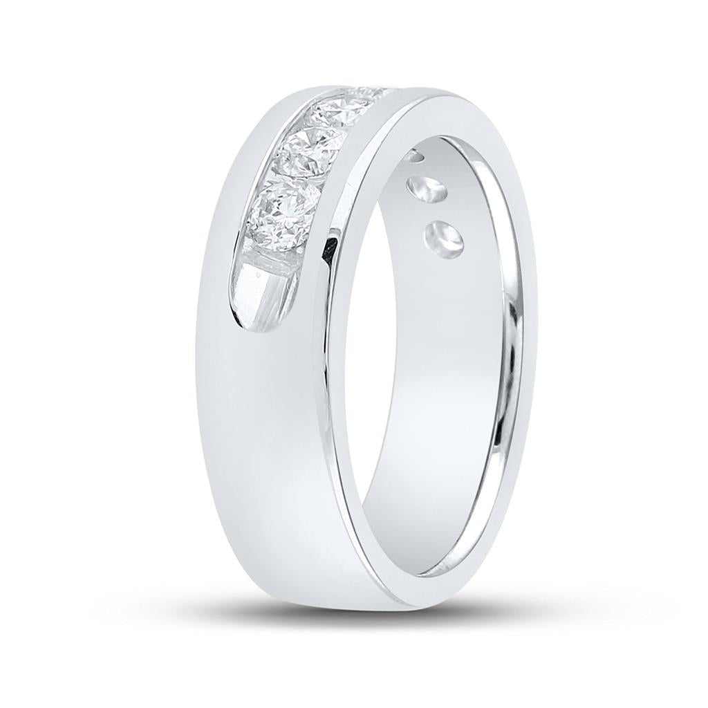 14k White Gold Machine Set Round Diamond Wedding Channel Band Ring 1-1/2 Cttw
