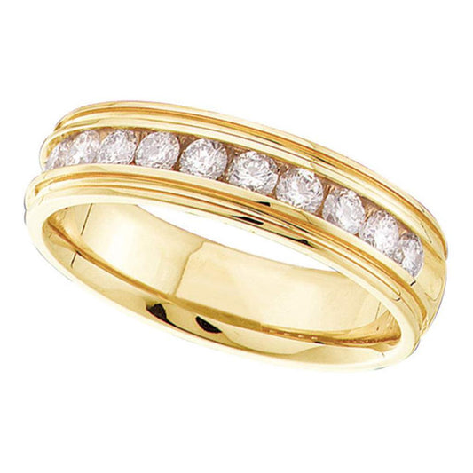 14k Yellow Gold Round Diamond Bridal Wedding Anniversary Band 1 Cttw