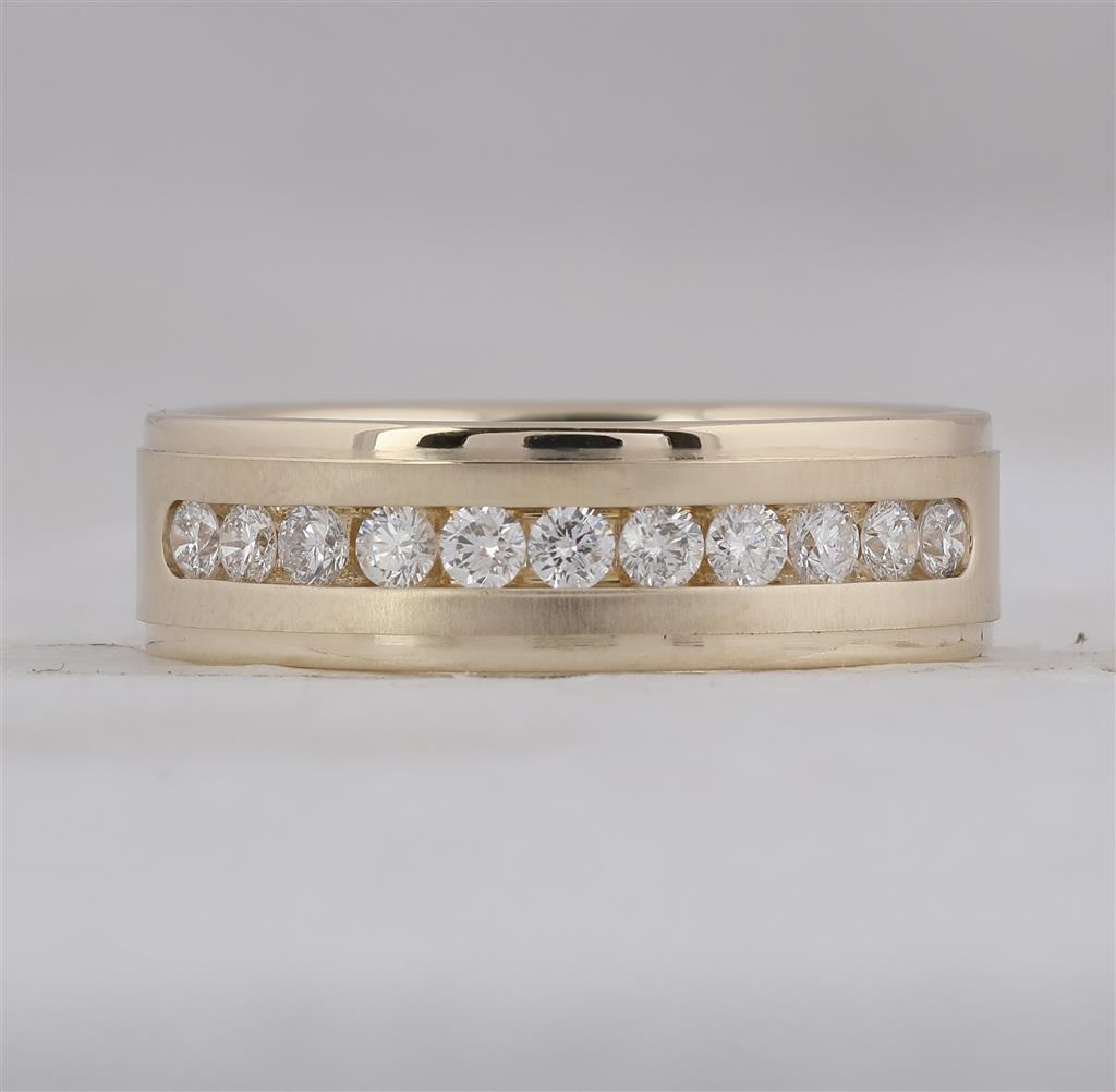 14k Yellow Gold Round Diamond Single Row Wedding Band Ring 1/2 Cttw