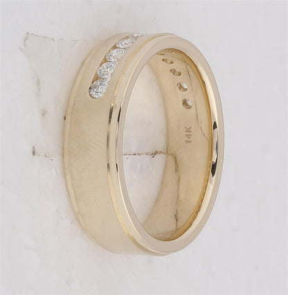 14k Yellow Gold Round Diamond Single Row Wedding Band Ring 1/2 Cttw