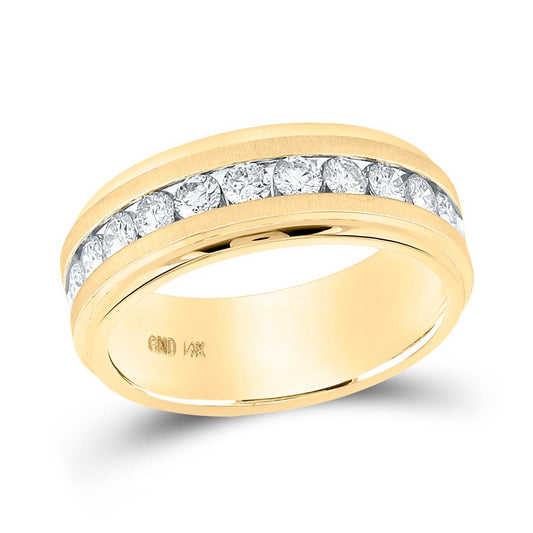 14k Yellow Gold Round Diamond Single Row Wedding Band Ring 1 Cttw