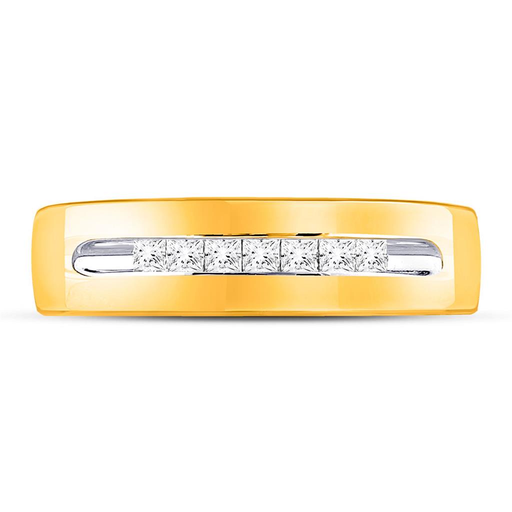 14k Yellow Gold Princess Diamond Wedding Band Ring 1/4 Cttw