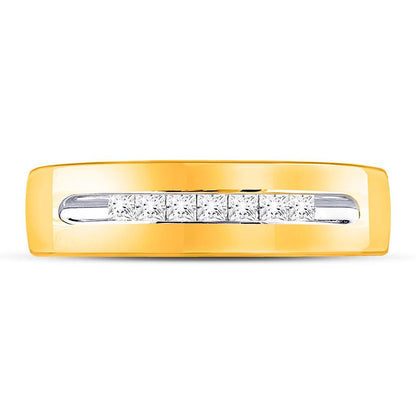 14k Yellow Gold Princess Diamond Wedding Band Ring 1/4 Cttw