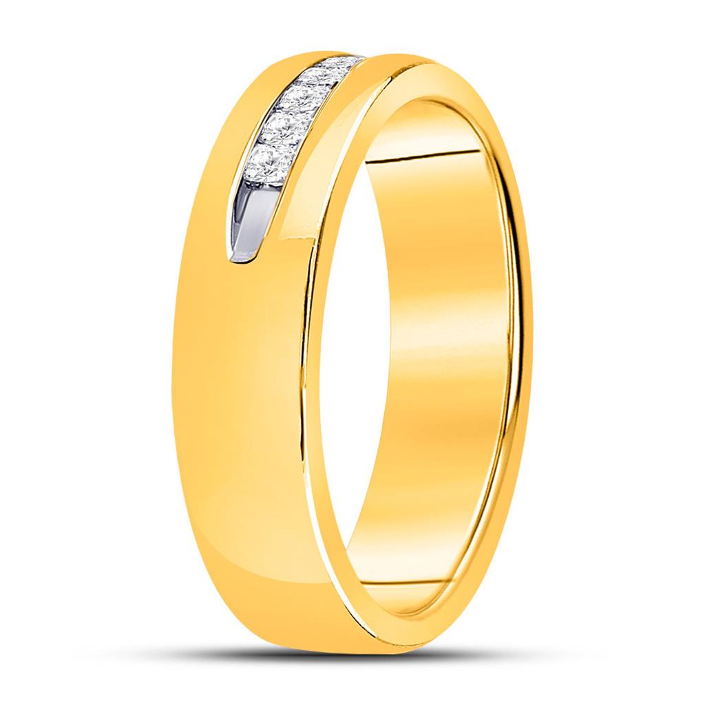 14k Yellow Gold Princess Diamond Wedding Band Ring 1/4 Cttw