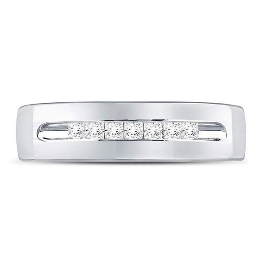 14k White Gold Princess Diamond Wedding Band Ring 1/4 Cttw