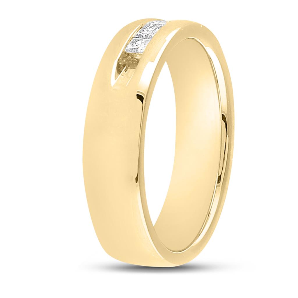 14k Yellow Gold Princess Diamond Wedding Single Row Band Ring 1/2 Cttw
