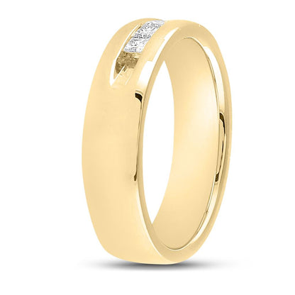 14k Yellow Gold Princess Diamond Wedding Single Row Band Ring 1/2 Cttw