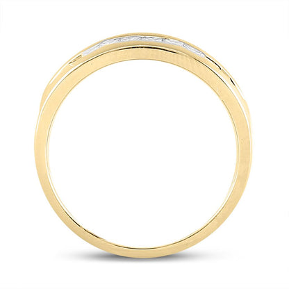 14k Yellow Gold Princess Diamond Wedding Single Row Band Ring 1/2 Cttw