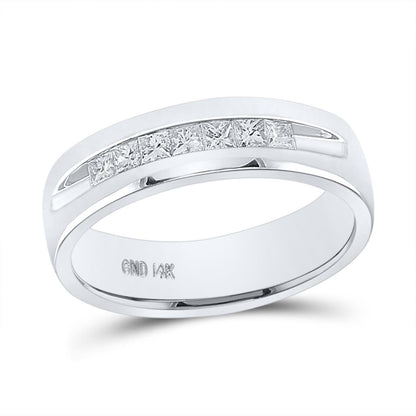 14k White Gold Princess Diamond Wedding Single Row Band Ring 1/2 Cttw