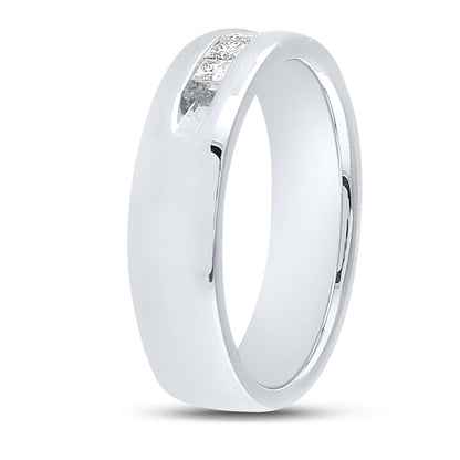 14k White Gold Princess Diamond Wedding Single Row Band Ring 1/2 Cttw
